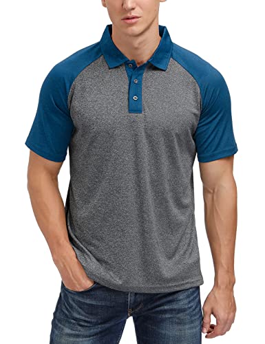 Men's Casual Short Sleeve Moisture Wicking Performance Golf Polo Contrast Color Patchwork Pique Shirts Tops
