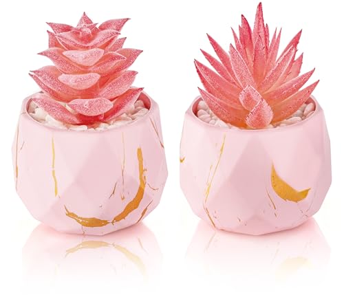 Der Rose 2 Packs Fake Plants Small Succulents Plants Artificial for...