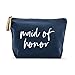 Weddingstar Large Personalized Canvas Makeup Bag - Maid of Honor Script Navy Blue