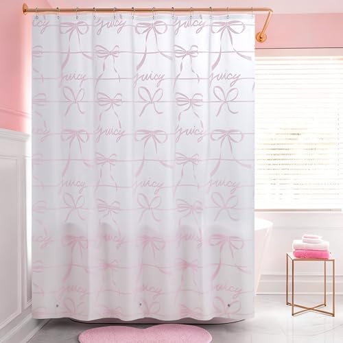 Juicy Couture 70"x72" Waterproof PEVA Shower Curtain, Bow Stripe