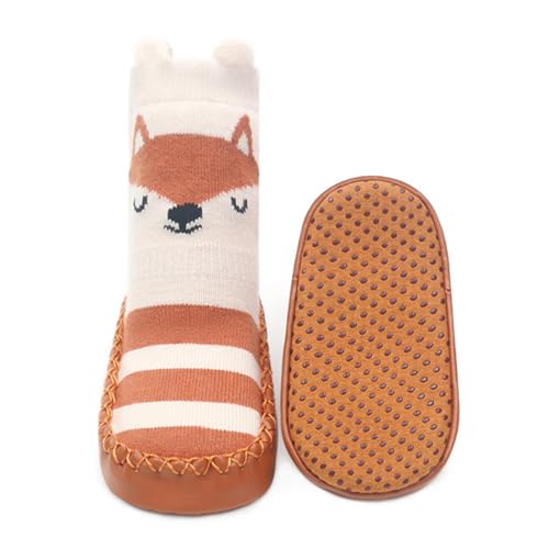 Image of Snegyu Cute Cartoon Animal Pattern Baby Boys Girls Non-slip Cotton Slipper Socks Shoes Baby Moccasins Toddler Shoe Socks 12-18 Months