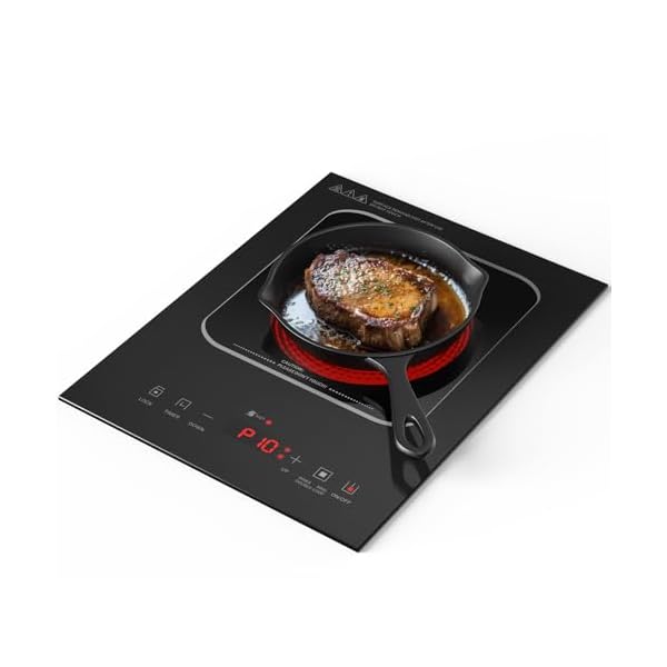 Portable Countertop Burmer,Built-in Ceramic Cooktop,Electric Hot Plate Single Burner With Double Rings,Touch Electric Stove With Safety Lock,3H Timer,10 Power Levels For Home Cooking 1800W