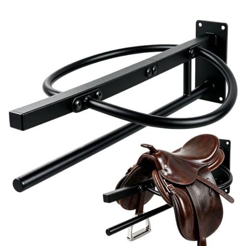 Zwinz 2 Pack Saddle Rack with Pad Bar, Wall Mounted Horse Saddle Stand