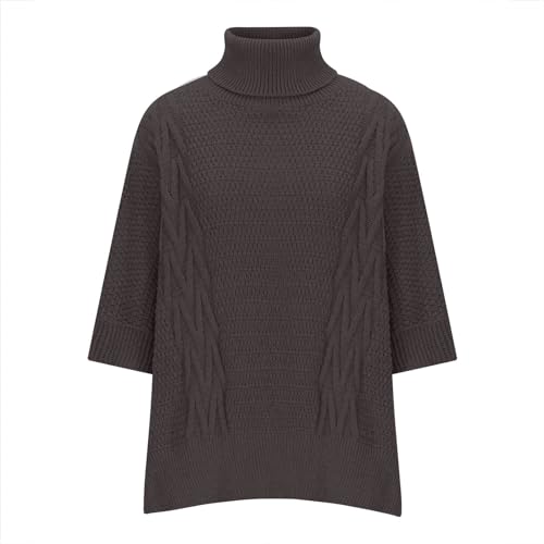 Womens Plus Size Poncho Sweater Oversized Chic Turtleneck Batwing Sleeve Asymmetric Knitted Pullover Shawl Wrap Cape4