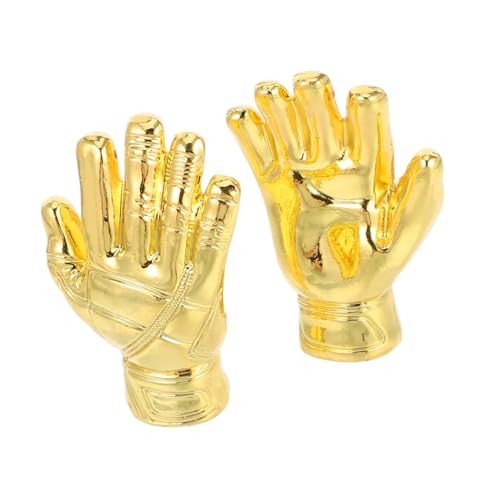 SUPVOX 2Pcs Mini Soccer Trophy Cup Gold Award Goalkeeper Glove Statue for Football Fans Compact Sports Competition Trophy Present for Collectors and Souvenir Display