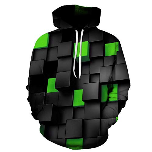 Sweats à capuche 3D pull imprimé drôle avec poches vêtement enfant vert cube 4-16 ans