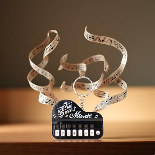 WaigN Black Micro Piano Keychain, Portable Keyboard Instrument, Mini Electronic with Lights, Pianos and Keyboards, Musical Instrument Accessories Gift, Car Keychain