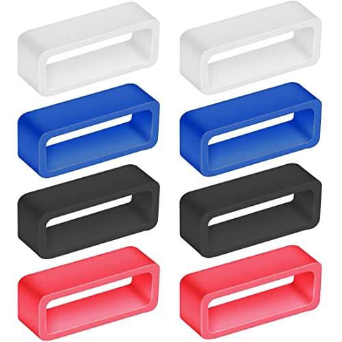 JINWEORI Boucle de montre-bracelet pour bracelet de montre, montre-bracelet,anneau de fixation de bracelet de montre intelligente,anneau de bracelet en silicone 22/24 mm (noir, blanc, bleu et rouge) Cover