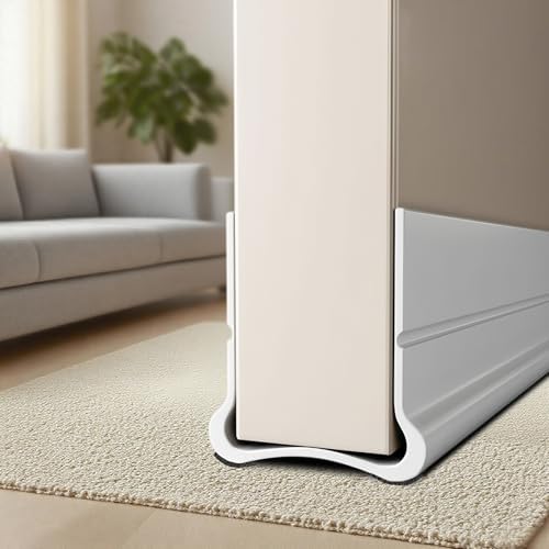 93 cm White Under Door Draught Excluder, Self Adhesive Silicone R...