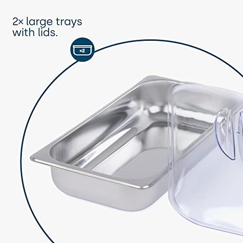 LIVIVO Large Stainless Steel Electric Buffet Server and Food Warming Tray- 4 Pans with Removable 4 lids- Adjustable Temperature Control- Perfect Food Warmer for Parties and Any Events