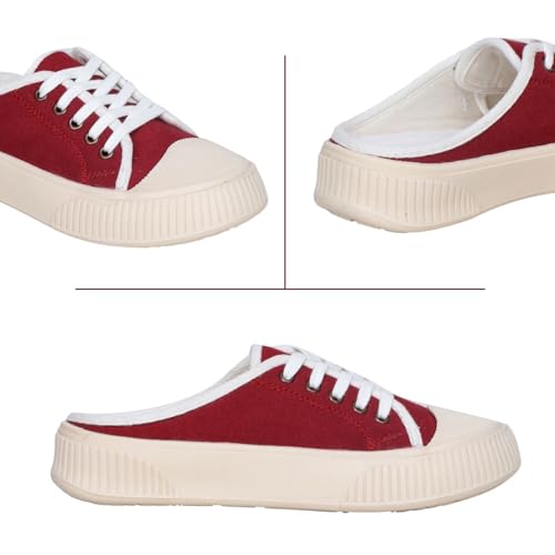 Image of TRASE Back Open Casual Sneakers for Women | Trendy Mule Slip-On Shoes with Lace-Up Front & Comfortable Cushioned Insole
