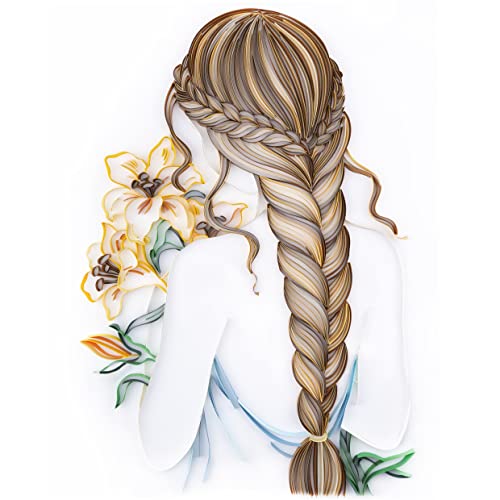 Uniquilling Paper Filigree Painting Quilling Kits,Panit By Numbers For Adults - Girl With Bouquet,Handmade Diy Craft Wall Decoration Best Gifts(Painting Kit+Tools Kit) #TOP1
