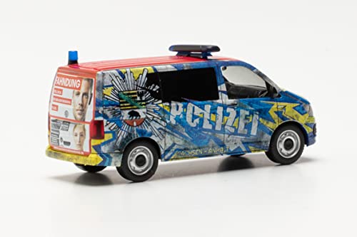 herpa 096348 Volkswagen T6 Bus Polizei Sachsen-Anhalt Infomobil Car Miniature Models Small Model Collectible Detailed Multi-Colour - Image 2
