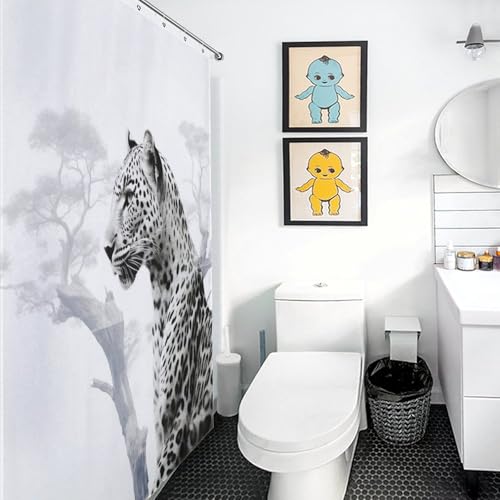 Rideau de douche léopard imperméable et facile à nettoyer en polyester anti-moisissure - 3