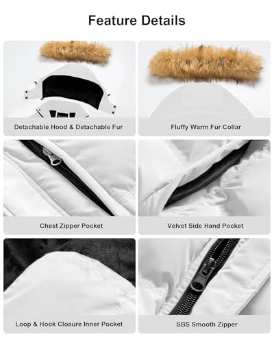 Image of Pursky Men's Puffer Jacket Waterproof Winter Bubble Coats Ski Parka Fur Hooded