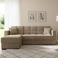 Dmora Marica Divano Angolare Con Penisola Destra In Tessuto Grigio – 280 Cm, Contenitore, Poggiatesta, Made In Italy - 2