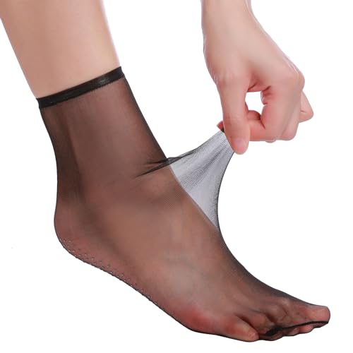 YAGAXI Women's Sheer Ankle Nylon Grip socks - 9 Pack 20D Reinforced Toe Sticky Hosiery Non Slip Everyday Grippers socks3