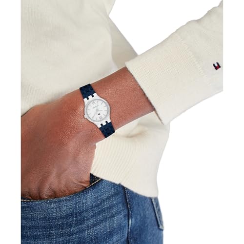 Image of Tommy Hilfiger Mackenzie with Silver Dial Navy Silicone Strap Watch for Women - TH1782885