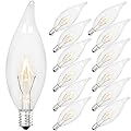 Brightever 12-Pack Vintage Incandescent Light Bulbs 40W, Dimmable 2500K Warm White Clear Flame Tip Candelabra Light Bulbs, 380Lm E12 Small Screw Edison Candle Bulbs for Chandeliers, Ceiling Fan Lights