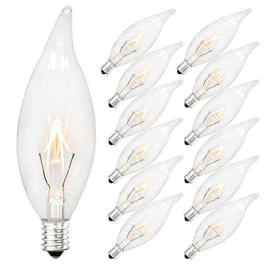 Brightever 12-Pack Vintage Incandescent Light Bulbs 40W, Dimmable 2500K Warm White Clear Flame Tip Candelabra Light Bulbs, 380Lm E12 Small Screw Edison Candle Bulbs for Chandeliers, Ceiling Fan Lights