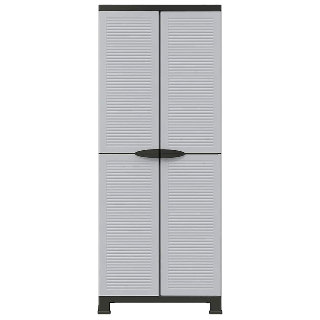 Armoire en Plastique Gris 68x39x171,5 cm avec 2 Portes 4 étagères réglables Rangement Bureau Garage Atelier pour Organiser Outils dossiers et Accessoires