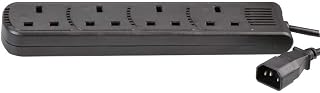 Pro Elec PEL01204 IEC C14 Plug to 4-Gang mains Extension Lead, Black, 1 m