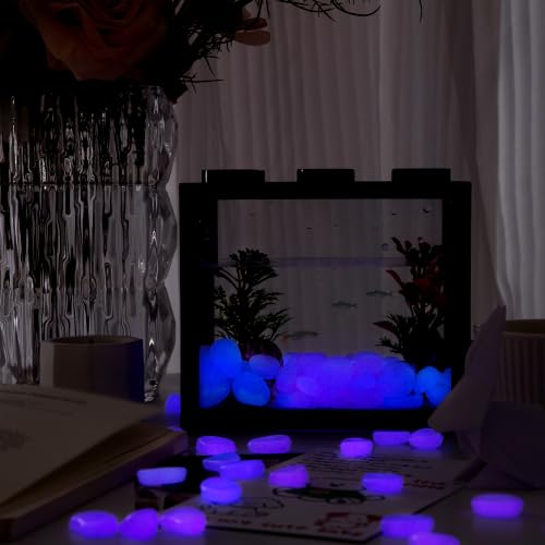 Image of OSOPOLA 150 PCS Glow in The Dark Rocks - Purple Luminous Stones | Fish Tank Accessories Turtle DIY Decor Pebbles for Fairy Garden Yard FD05DP150