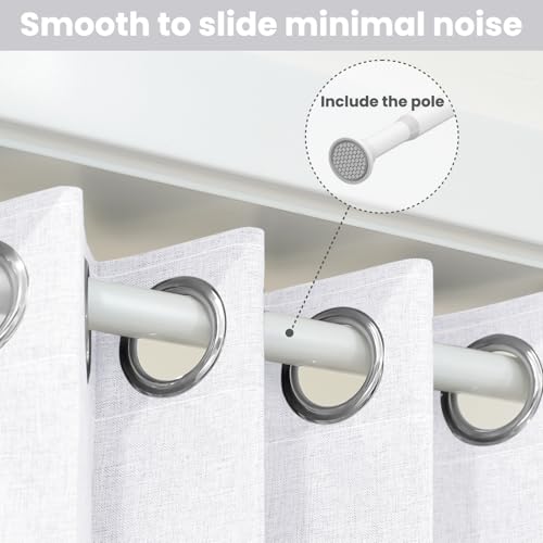 Image of AJAZZ Blackout Accordion Doors Curtain with Curtain Rods Adjustable 28-52 inch Long, Magnetic Door Curtains for Bedroom Living Room Doorway Curtain Set, 1 Pack, W52 x L80 in, White