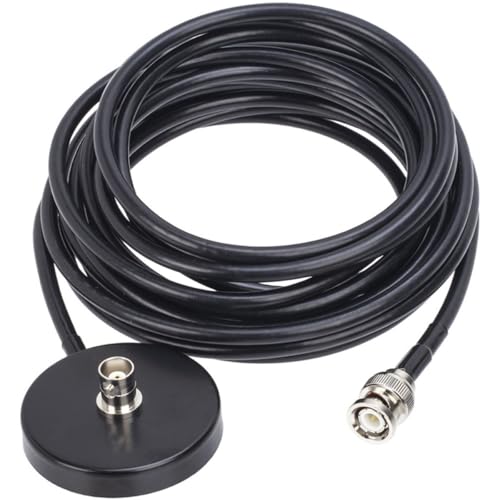 SOPOTUTU Base de Montaje Magnético para Antena de Radio Móvil con Cable Coaxial Bnc de 5 Metros Soporte Antena Magnético para Coche y Camión Base 54 CM Diámetro para Uso en Radio Móvil