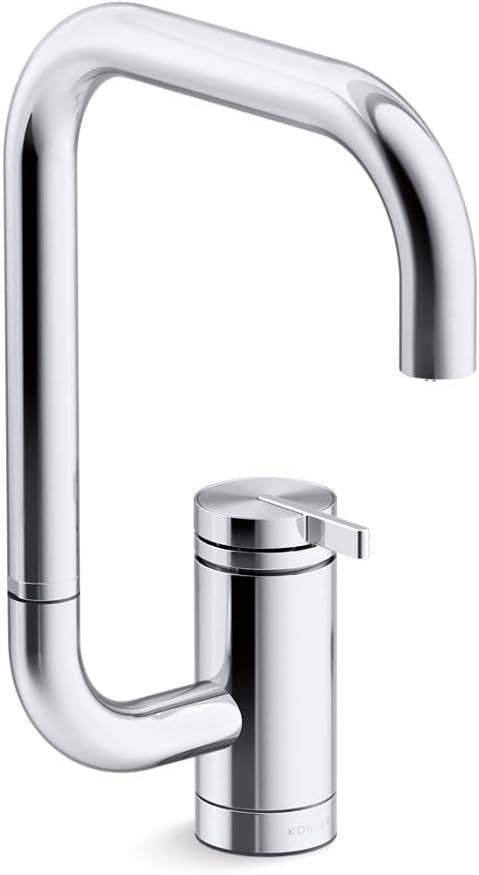 Kohler K-28290 Components 1.5 GPM Single Hole Bar Faucet with Extended Reach Angled High-Arch Spout and Two Function Aerator with SoftRinse Spray - Polished Chrome