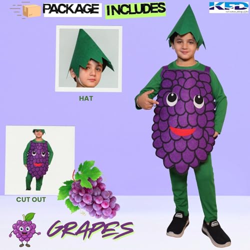 Image of Kaku Fancy Dresses Fruit and Vegetable Costume Paper Cutout with Cap For Kids | Healthy Food Costume For Boys & Girls (Tracksuit Not Included)