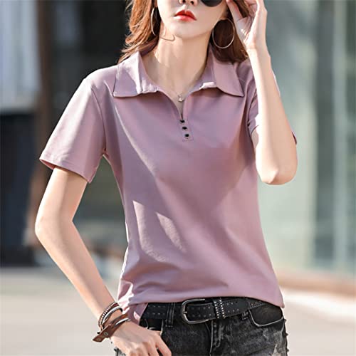 Polos para mujer manga corta algodón transpirable camiseta verano mujer 3