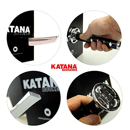 Zwcibn Book Ends Decorative, Modern Metal Funny Unique Black Dvd Bookends For Shelves, Katana Book Stopper Holder For Office Home, Desk Gifts Book Stands For Men And Book Lovers #TOP4