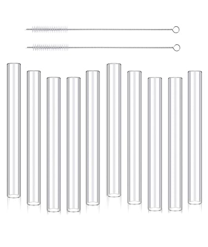Image of 10 Pack 4 Inch Long Borosilicate Glass Blowing Tubes 10mm OD 1.5mm Thick Wall Tubing Clear Tubes For Lab Experiments DIY Projects Industrial Use with 2 Cleaning Brush