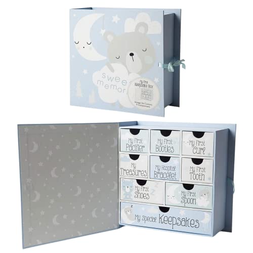 Image of Votum Baby Keepsake Box for Treasured Memories, Sweet Memories - Lightweight, Handcrafted Baby Boxes with 9 Labeled Compartments for First Memories - Gender Neutral Baby Shower Gifts for Girls, Boys