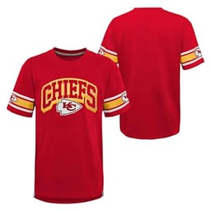 NFL Kids Youth 8-20 Victorious Team Color Cotton Primary Logo Short Sleeve Fashion Official Football T-Shirt (Kansas City Chiefs, 8)