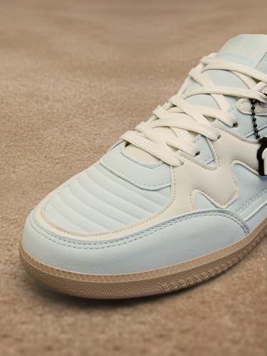 Image of The Souled Store Kanso V2: Emerald Women and Girls Low Top Sneakers | Green & Off-White Retro Trainer with Premium Suede, Durable Gum Outsole & Padded Ankle Support
