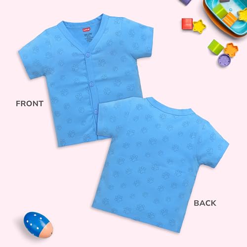 Image of LuvLap Baby Girls Regular Fit 100% Cotton Half Sleeves Girls Jhabla Shirt Pack of 4