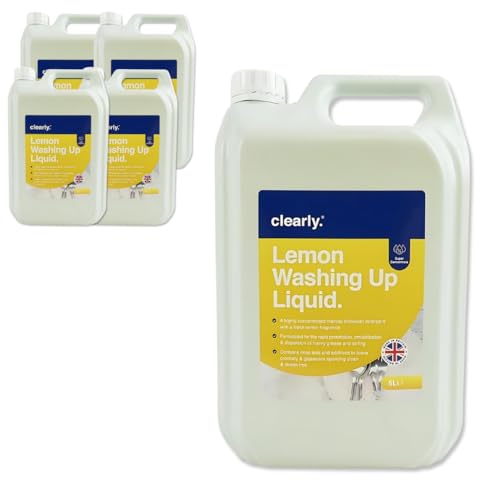 Clearly 5L, Concentrated Dishwashing Liquid, Lemon Fragrance Dish Washing Liquid, Stain-Removing Washing Soap for Dishes, Showers, Glass, Surfaces and More (4)