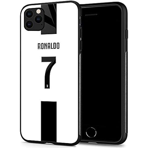 iPhone 11 Pro Max Cases, Tempered Glass iPhone 11 Pro Max Case Ronaldo Pattern Design Black Cover Fashion Case for iPhone 11 Pro Max 6.5-inch Ronaldo Cover