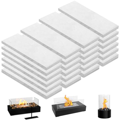 24 pcs Tabletop Fire Pit Ceramic Wool Wick to Extend Burning Time,Table Top Firepit Sponge Cotton for Fireplaces (4.7"x2"x0.2" H)