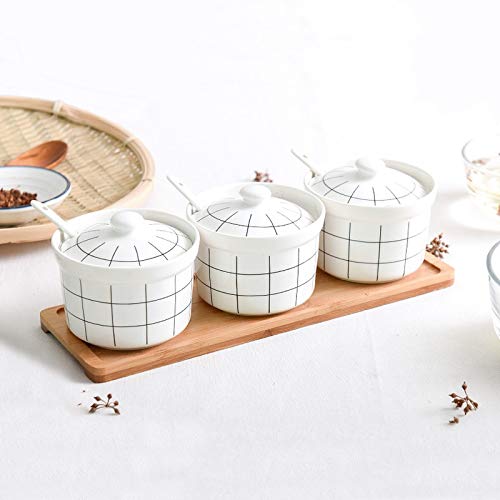XYNSNDB Ceramiczny słoik na przyprawy do użytku domowego Japoński stojak na przyprawy Butelka na sól i pieprz Trzyczęściowy garnitur Materiały do ​​przechowywania w kuchni
