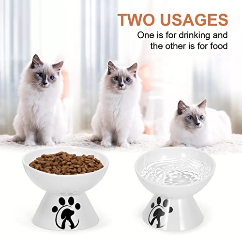 Gritaly Cat Bowls,Cat Food And Water Bowl,Cat And Small Dog Bowl,Tilted Ceramic Cat Water Bowl,Raised Cat Bowl #TOP3