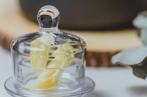 Artesà Glass Butter Dish, Small Cloche Holder with Lid for Serving Butter, Spread, Cheese, Pate and Tapenades, 9 x 9.5 cm, Clear Glass - Image 5