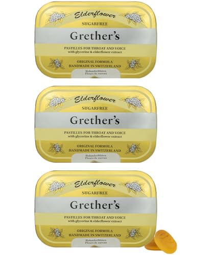Grether's Sugarfree Elderflower Pastilles (3-Pack) - Dry Mouth Relief