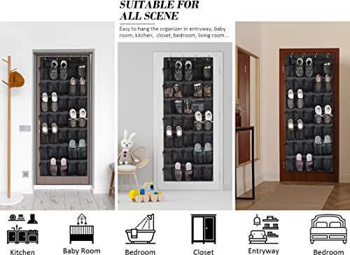 Over The Door Shoe Organizers 35 Durable Mesh Pockets Hanging Shoe Organizer Shoe Rack For Closet Entryway Bedroom Bathroom Pantry Shoe Holder, Men Sneakers, Women High Heeled Shoes, Flip Flops Black #TOP6