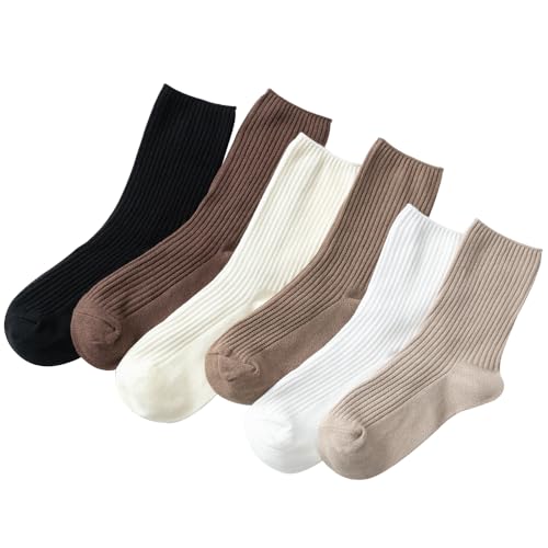 Losa Kute 6 Pairs Fall Socks Cotton Long Warm Crew Socks Cute Aesthetic Cute Slouch Socks3
