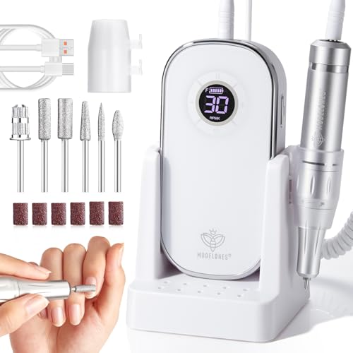 Modelones Professional Electric Nail Drill, 42000 RPM Portable Cordless Touchscreen