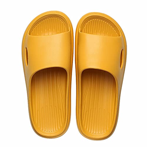 Generisch Zapatillas de estar por casa para mujer y hombre, antideslizantes, cómodas, pantuflas planas, pantuflas de verano, zapatos de playa para mujer, zapatos de jardín, sandalias, amarillo, 42 EU