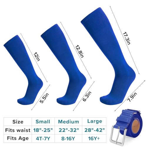 Image of Baseball Socks and Belt Combo for Youth Adult - Softball Socks and Belt for Boys and Girls